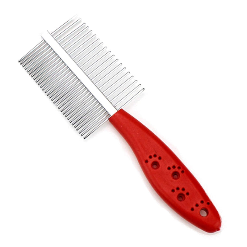 Double Sided Pet Comb Stainless Steel Pin Dog Grooming Brush-Medium (Blue ,Black, Red)