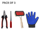 Pet Grooming Kit: Gloves, Slicker Brush, Pet Nail Clipper with File