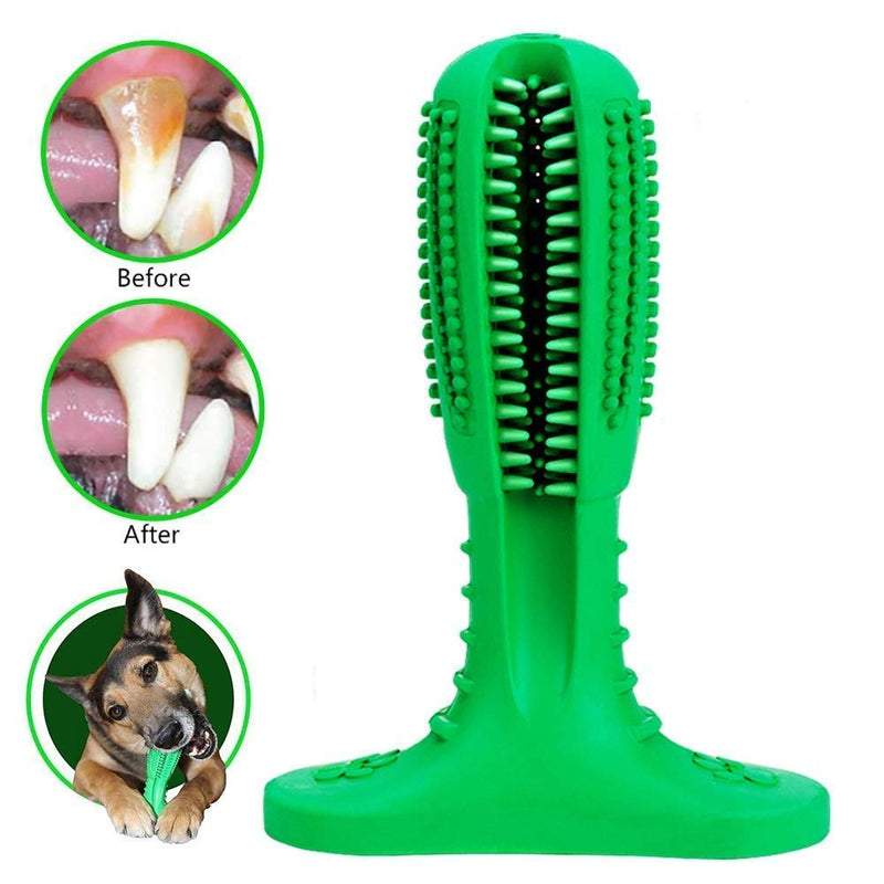 Dog Rubber Toothbrush Teeth Cleaning Toys Puppy Brush Stick(Green)