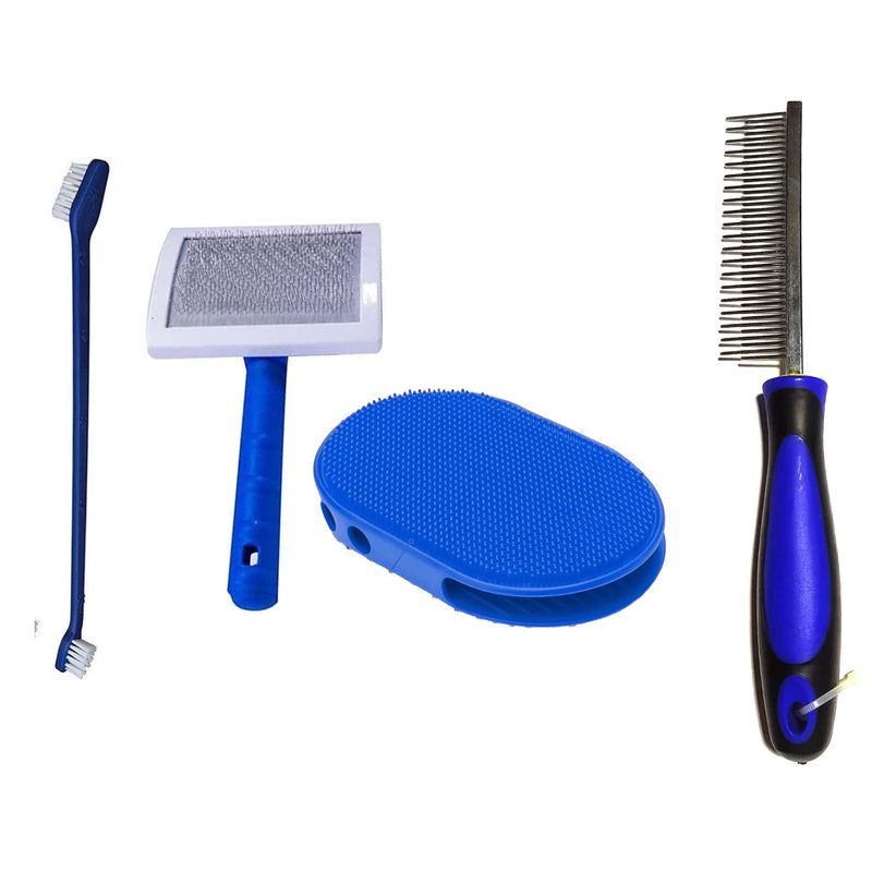 Grooming Kit Pet Brush Pet Tooth Brush Pet Comb Pet Grooming Brush (Pack of 4)