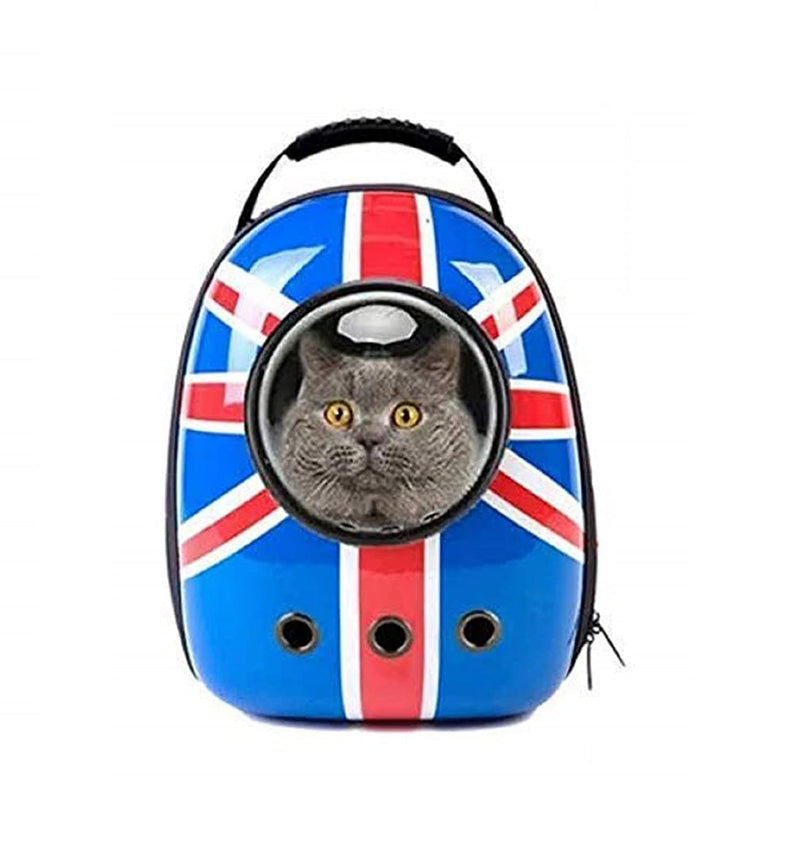 Emily Pets British Flag Print Puppies Portable Astronaut Capsule for Cats, Dogs, Pets (Blue)