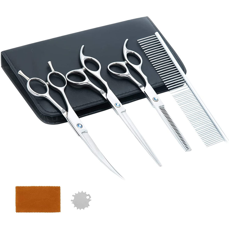 Emily Pets Dog Grooming Scissors Kit Pet Hair Tools (Silver) (Free)