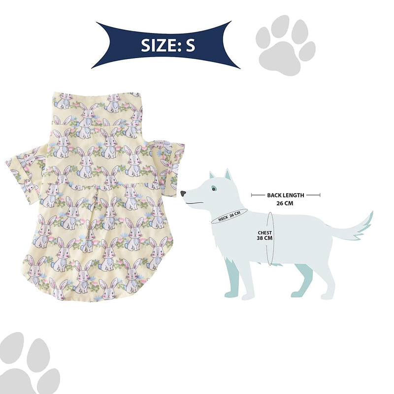 Lulala Bunny Print Bunnie Short Sleeve Summer Beach Cool Shirt for Pet Dog Puppy Cat(S,M,L,XL,XXL,Yellow)