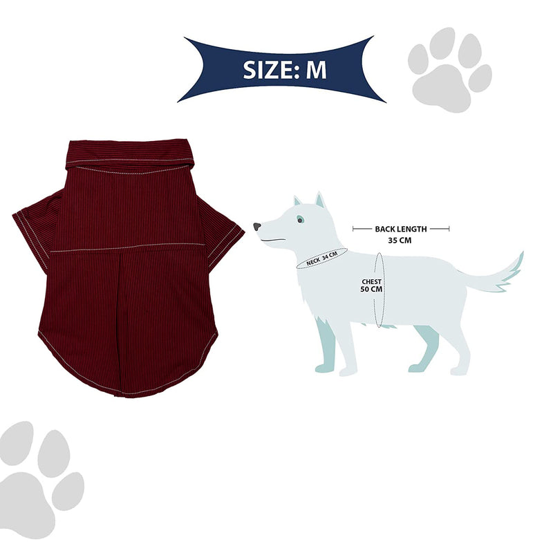 Lulala Pet Dress Shirt with Contrast Stitching Cute Dog Sundress Stripped For Pets(XS,S,M,L,XL,Maroon)