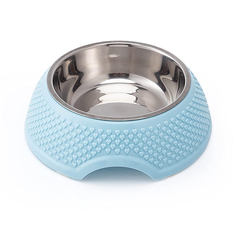 Emily Pets Dog Bowl with Stand Pet Stainless Steel Single Dining Round Dog Feeder(Green,Pink,Sky Blue -19*12*7 cm)