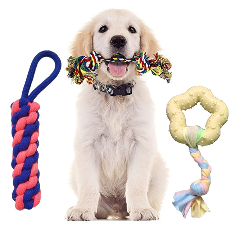 Emily Pet Rope Toy Chewing and Teething Puppies 2 Knot Rope Toy For Dog(Color May Vary) Pack of 3