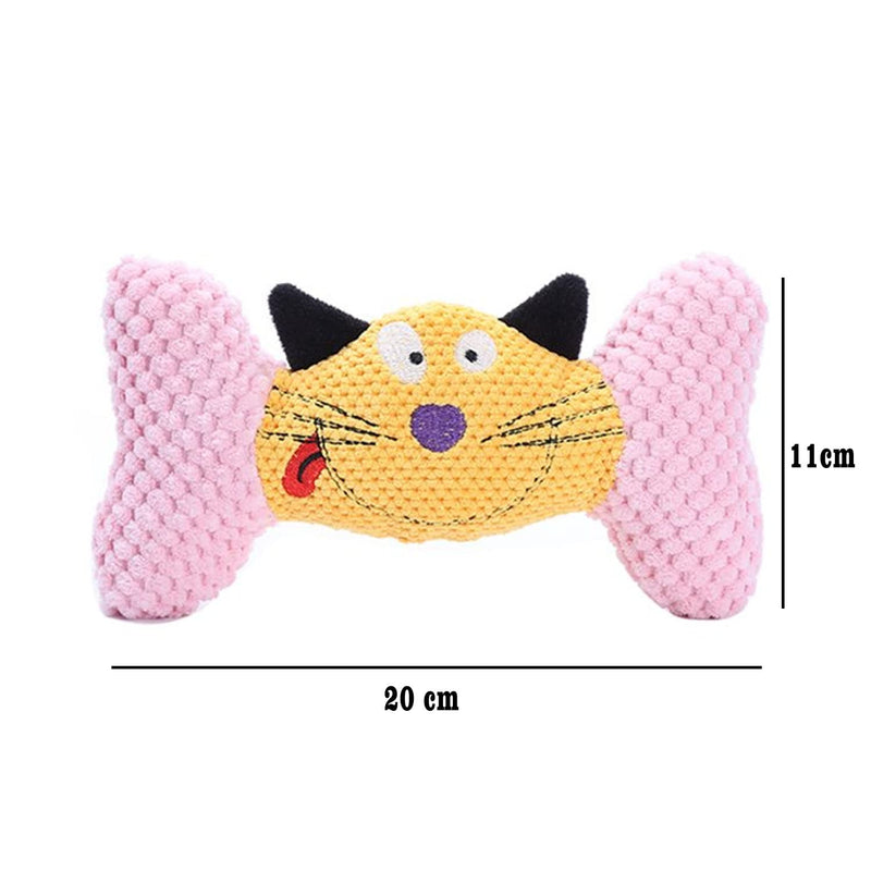 Emily Pets Pretty Comy Pet Cat Face Bones to Bite The Sound Plush Toy For Pets (Green,Pink,Blue)