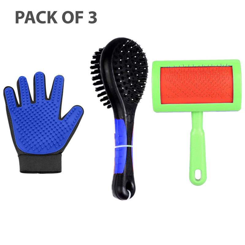 Pet Grooming Glove Pet Comb Double Sided Pet Brush (Pack of 3)