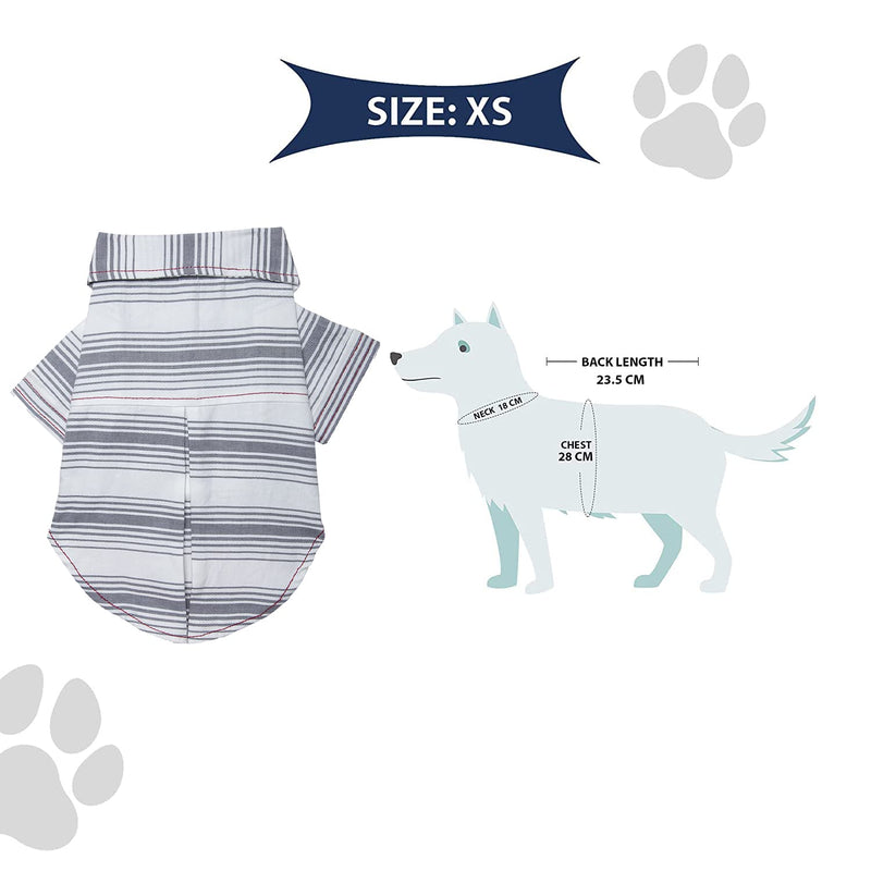 Lulala Pet Dress Shirt with Contrast Stitching Cute Dog Sundress Stripped For Pets(XS,S,M,L,XL,Grey)