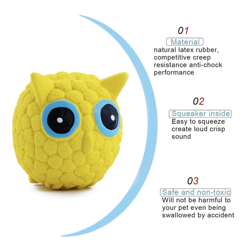 Emily Pets Owl Shape Latex Material Squeaky Dog Toy Small, Large(Yellow)