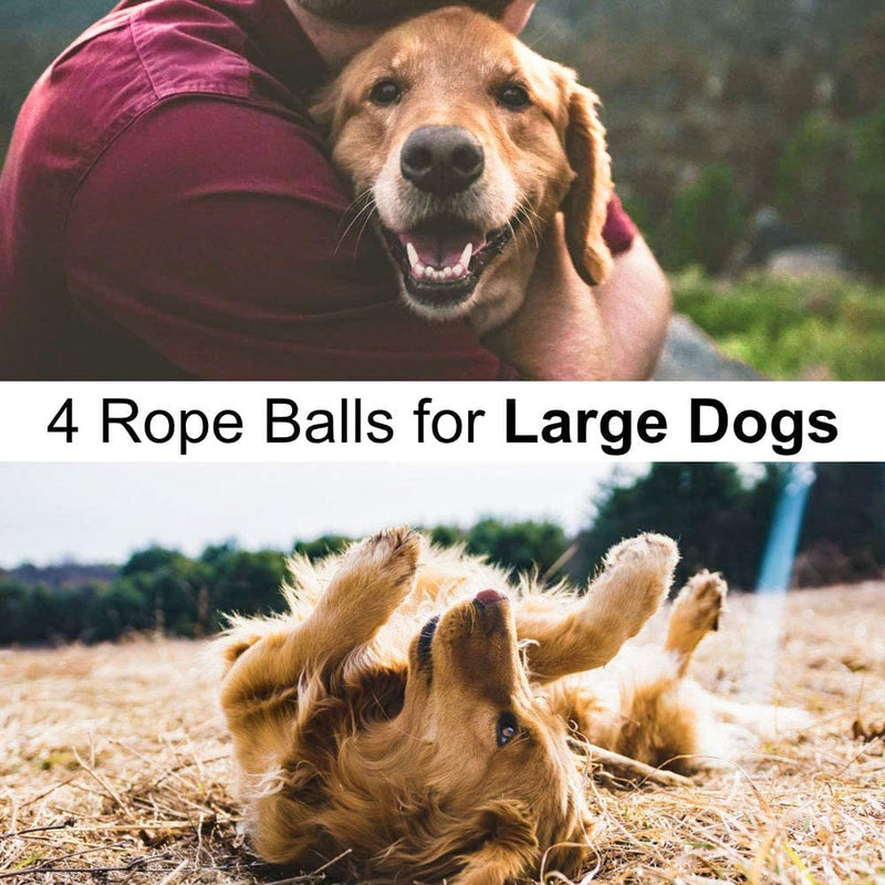 Emily Pets Large Dog Toys Rope Balls for Larger Breed (4-Pack)