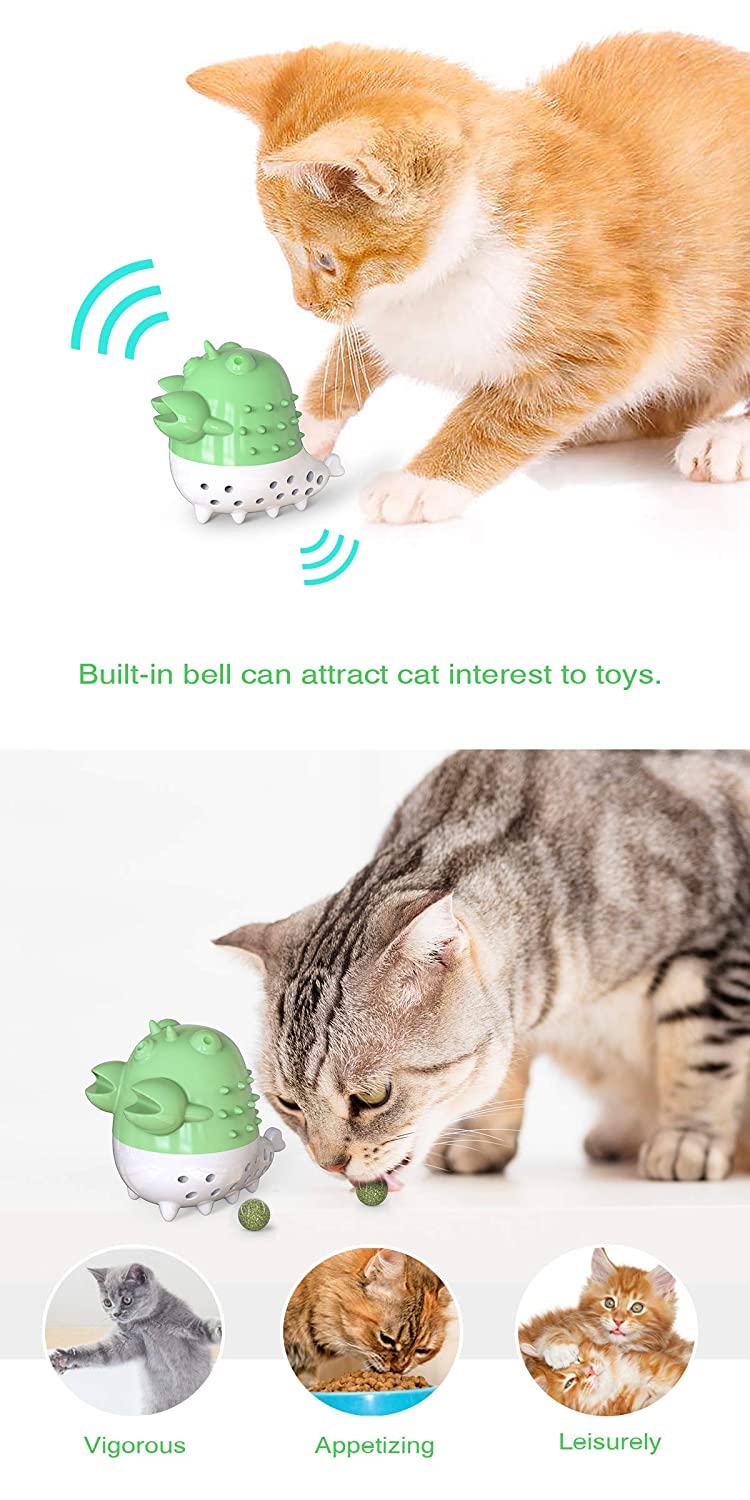 Emily Pets Cat Teeth Cleaning Chew Toy with Sound and Catnip Balls