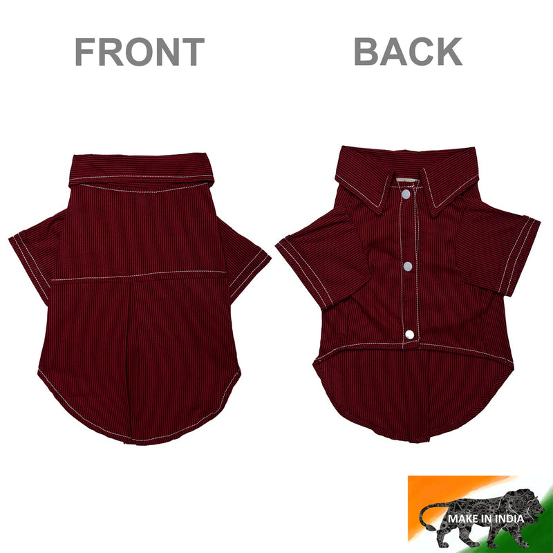 Lulala Pet Dress Shirt with Contrast Stitching Cute Dog Sundress Stripped For Pets(XS,S,M,L,XL,Maroon)
