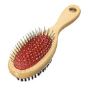 Wooden Handle Double Sided Pin and Bristle Brush, Comb For Pets (Small)