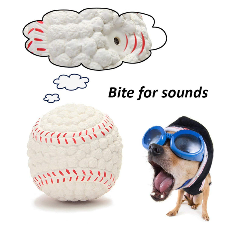 Emily Pets Base Ball Latex Material Squeaky Dog Toy Small,Large(White)