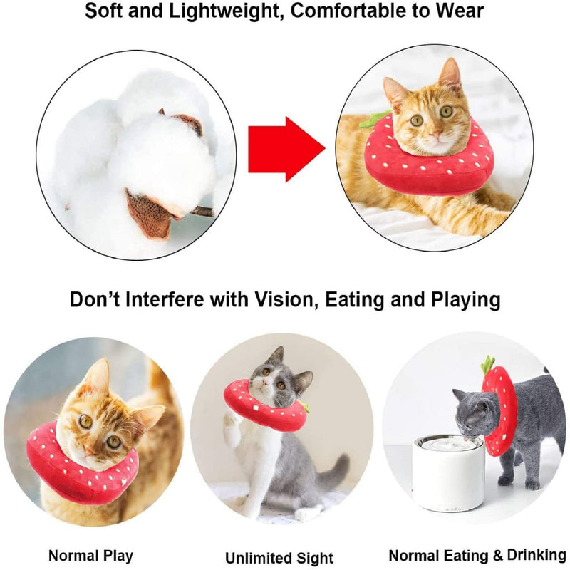 Emily Pets Strawberry Adjustable Cat Recovery Collar (Red)