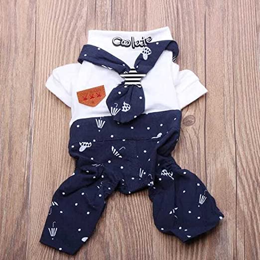 Lulala Jumpsuit with Tie For Pets (Navy Blue)