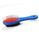 Double Sided Pet Hair Brush for Dogs & Cats (Black, Blue)
