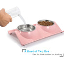 Double Stainless Steel Pet Bowls with No-Spill Resin Base