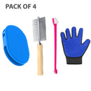 4-Piece Pet Grooming Set: Dog Hair Brush, Toothbrush, Comb, Hand Glove