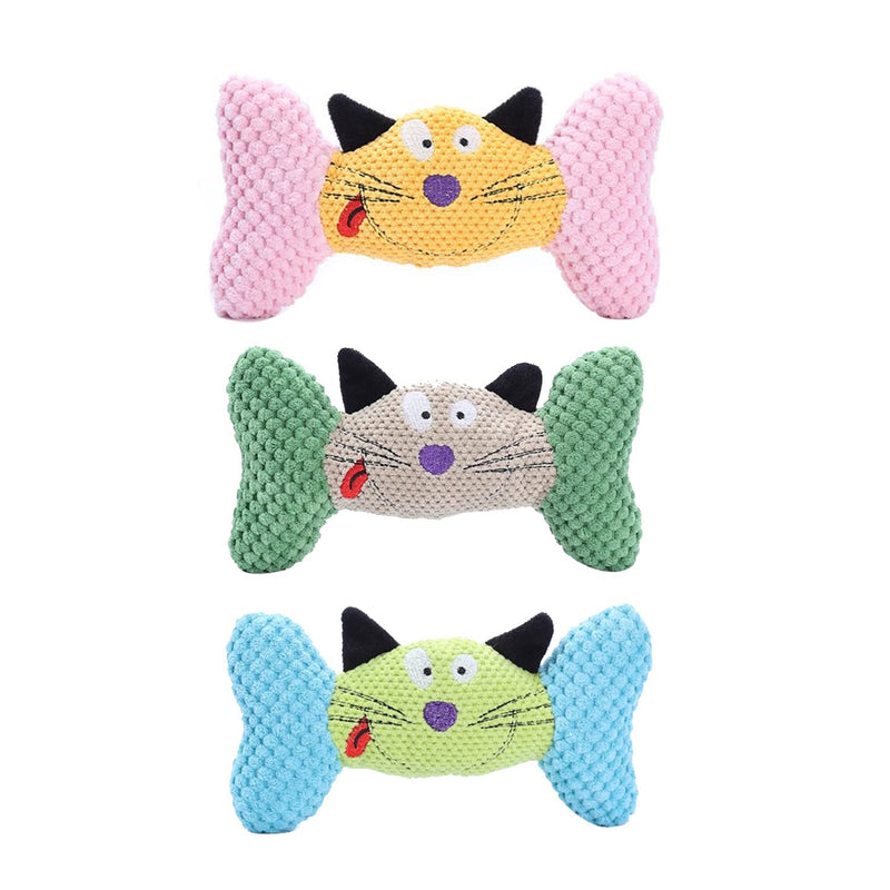 Emily Pets Pretty Comy Pet Cat Face Bones to Bite The Sound Plush Toy For Pets (Green,Pink,Blue)