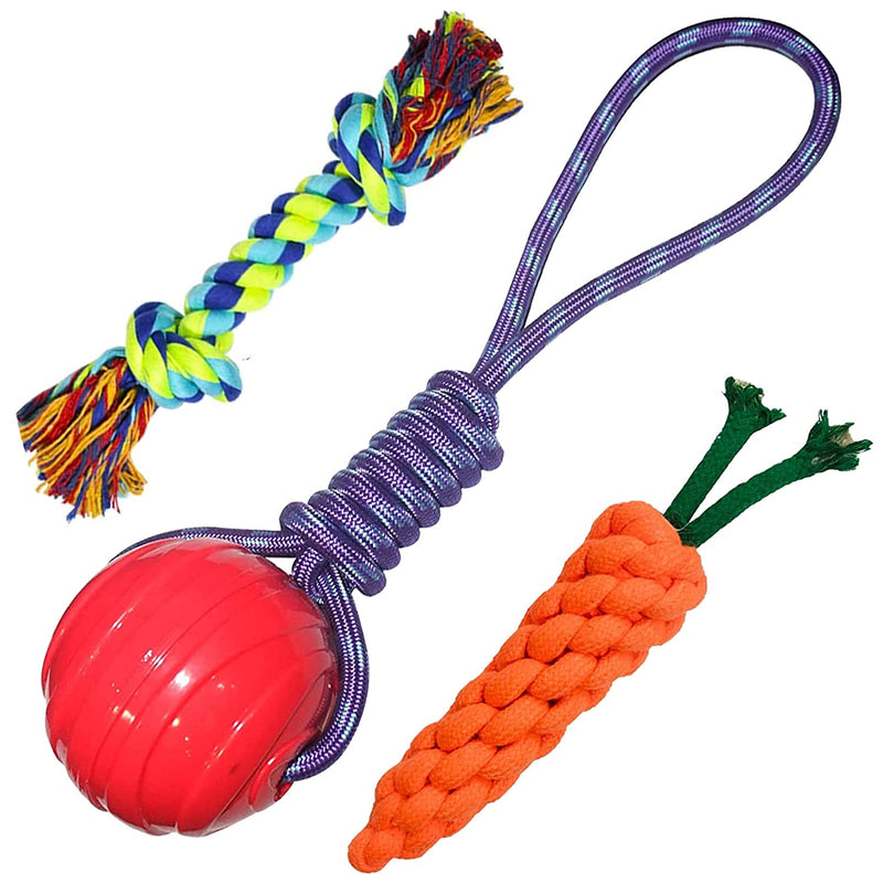 Durable Dog Chew Toy - Rope & Rubber Ball, Non-Toxic, Anxiety Relief