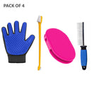 Pet Grooming Brush Pet Grooming Glove Pet Tooth Brush Pet Comb (Pack of 4)