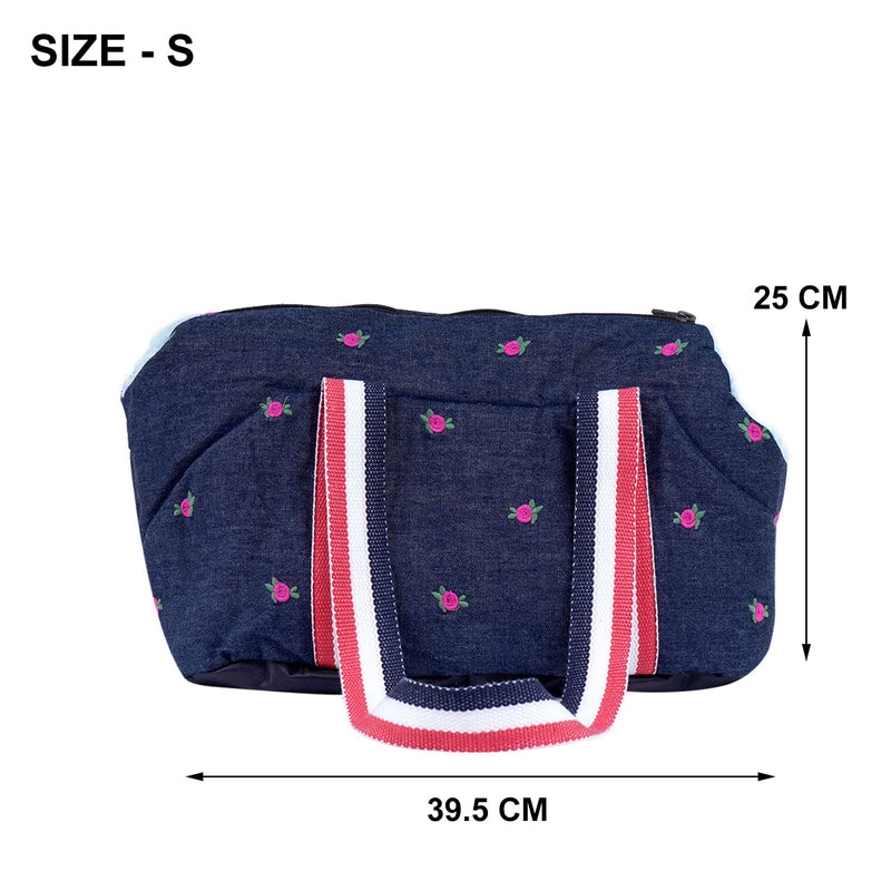 Lulala Pet Dog Purse Floral Tote Carrier Bag Dogs for Dog Outdoor Doggy Carriers(S,M Blue)