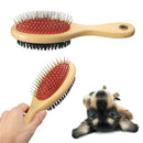 Wooden Handle Double Sided Pin and Bristle Brush, Comb For Pets (Small)