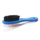 Double Sided Pet Hair Brush for Dogs & Cats (Black, Blue)