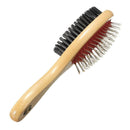 Wooden Handle Double Sided Pin and Bristle Brush, Comb For Pets (Small)