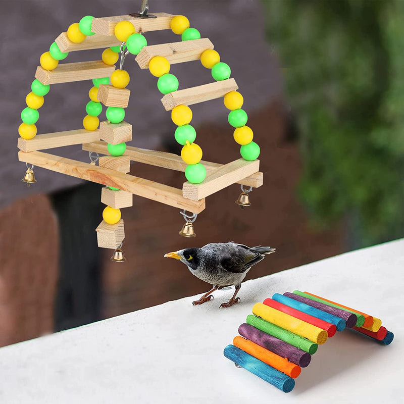 Emily Pets Bird Toys Parrot Swing Toy with Colorful Wooden (Multicolor, L 22 X W 10.5 x H 25 cm)