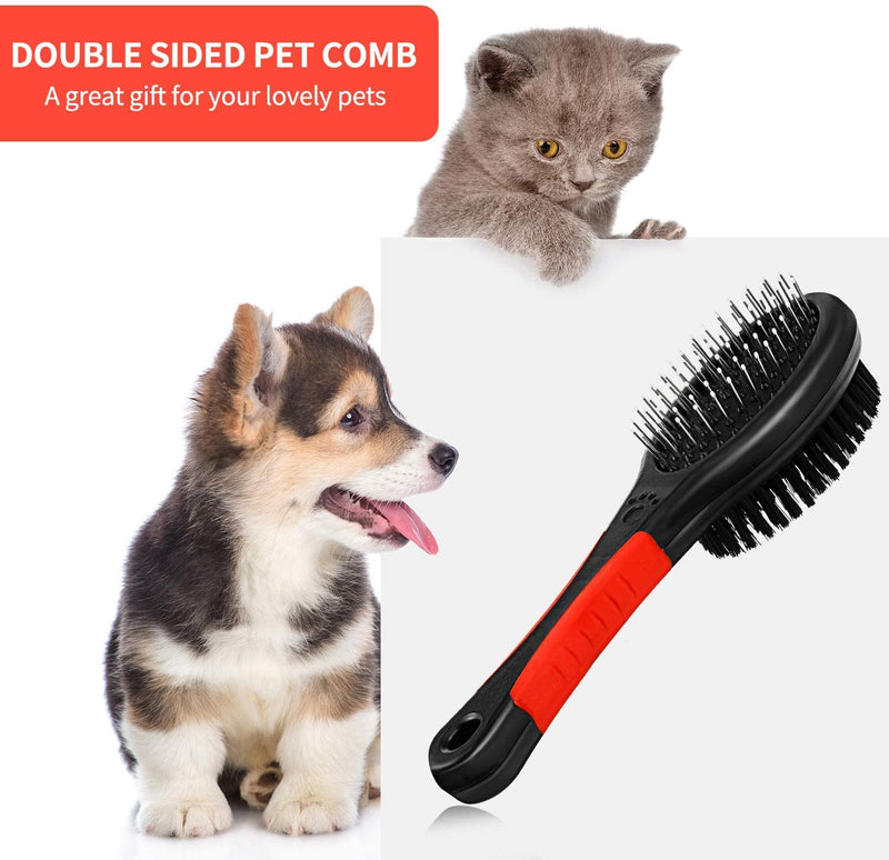 Emily Pets Double Sided Pet Grooming Brush Double Sided Pet Slicker Long Hair (Color: Blue)