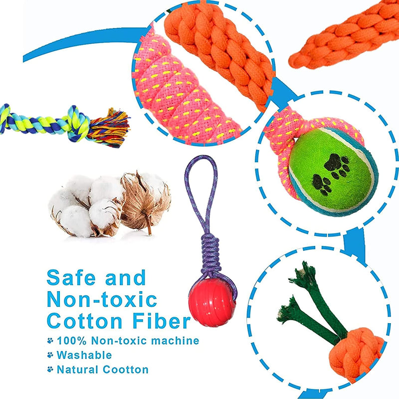 Durable Dog Chew Toy - Rope & Rubber Ball, Non-Toxic, Anxiety Relief