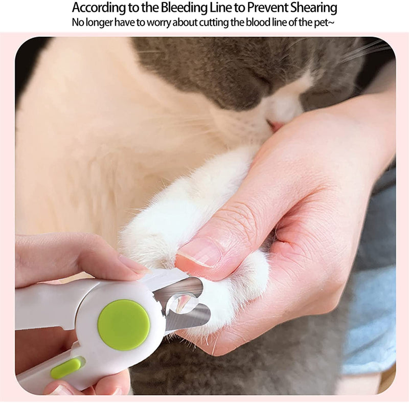 Cat Nail Trimmer, Dog Nail Clipper LED Lights for Pets Nail (Blue,Green)