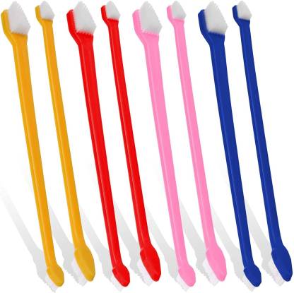 Emily Pets 8 Pieces Double Headed Toothbrush (Color May Vary) Pet Toothbrush  (Young)