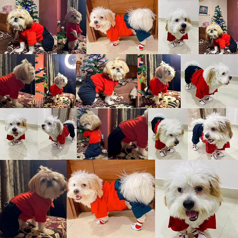 Lulala Dog Winter Coat Soft Fleece Pullover Pajamas Jacket Jumpsuit For Pets (Red-Blue)