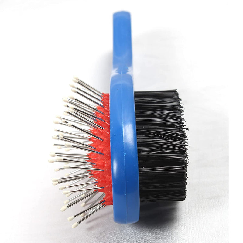 Emily Pets Double Sided Pin and Bristle pet Brush for Dogs & Cats (Black ,Blue)
