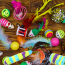 Squeaky Feather Toy For Cat Wine Cork Cat Toy (Multicolor)
