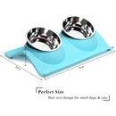 Double Stainless Steel Pet Bowls with No-Spill Resin Base