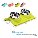 Double Stainless Steel Pet Bowls with No-Spill Resin Base