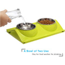 Double Stainless Steel Pet Bowls with No-Spill Resin Base