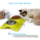 Double Stainless Steel Pet Bowls with No-Spill Resin Base