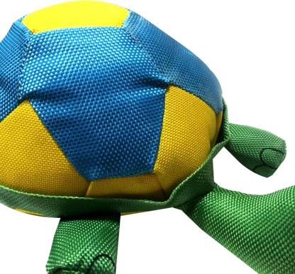 Emily Pets Dog Turtle Shape Squeaky Toys Training and Reduce Boredom Football Print(Green-Yellow) Medium