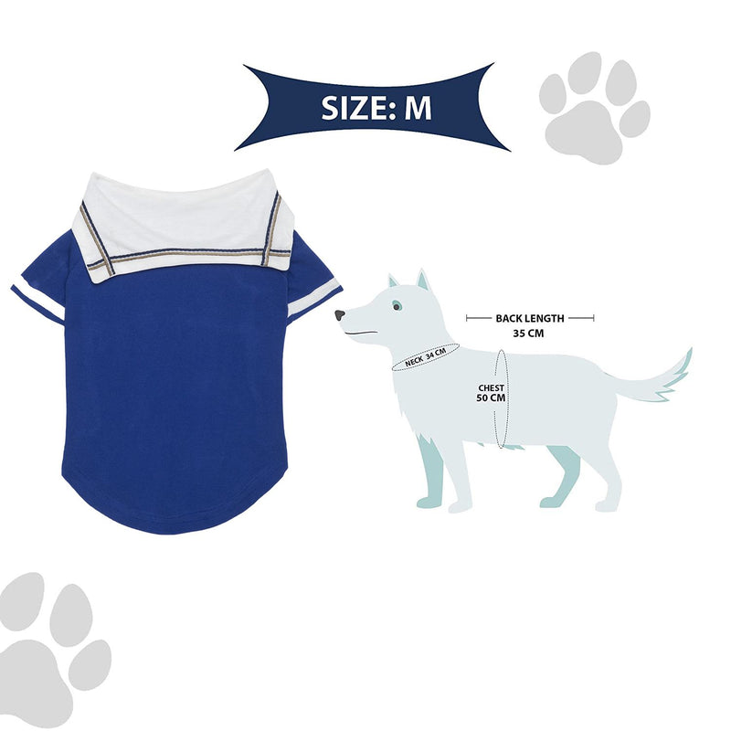 Lulala Dogs Summer Tshirt with Polo Collar Navy Captain Costume for Pets(Blue-White,S,M,L,XL,XXL)