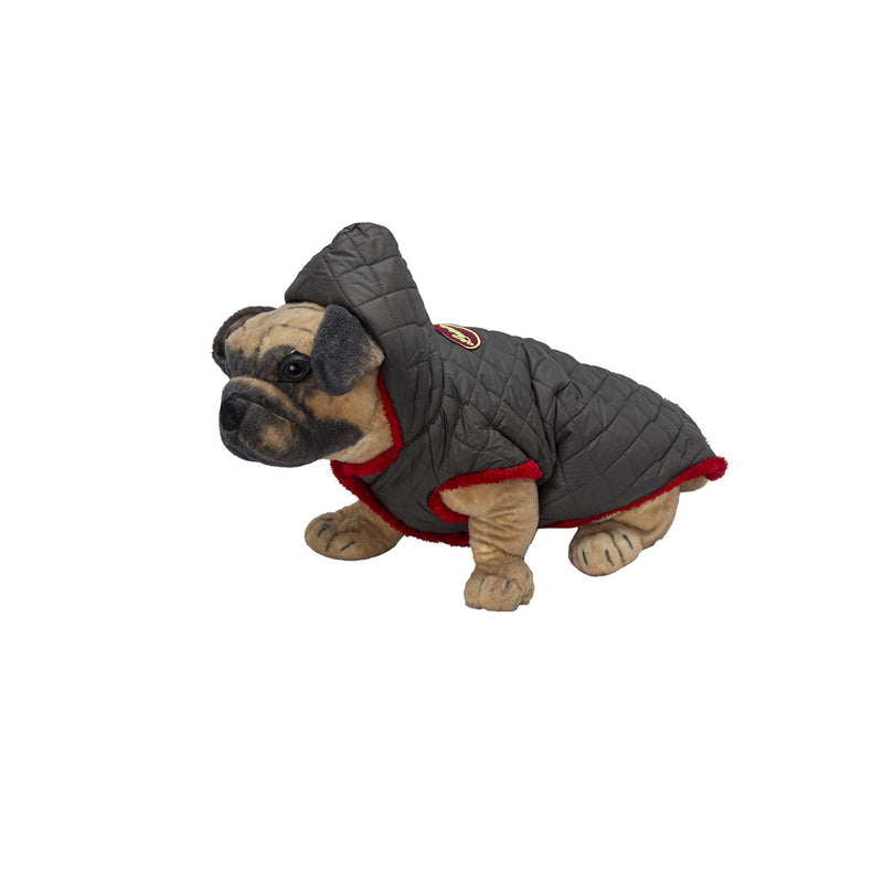 Lulala Fur Jacket with Hood(Grey-Red)