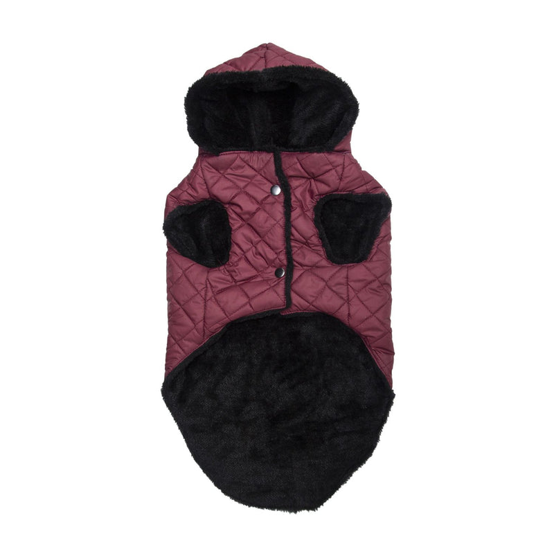 Lulala Fur Jacket with Hood(Wine-Black)