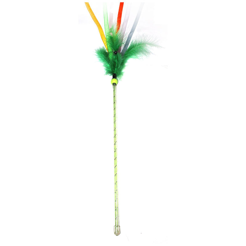 Emily Pets Indian Flag Ribbon Modern interactive Cat Feather Toys(Green)