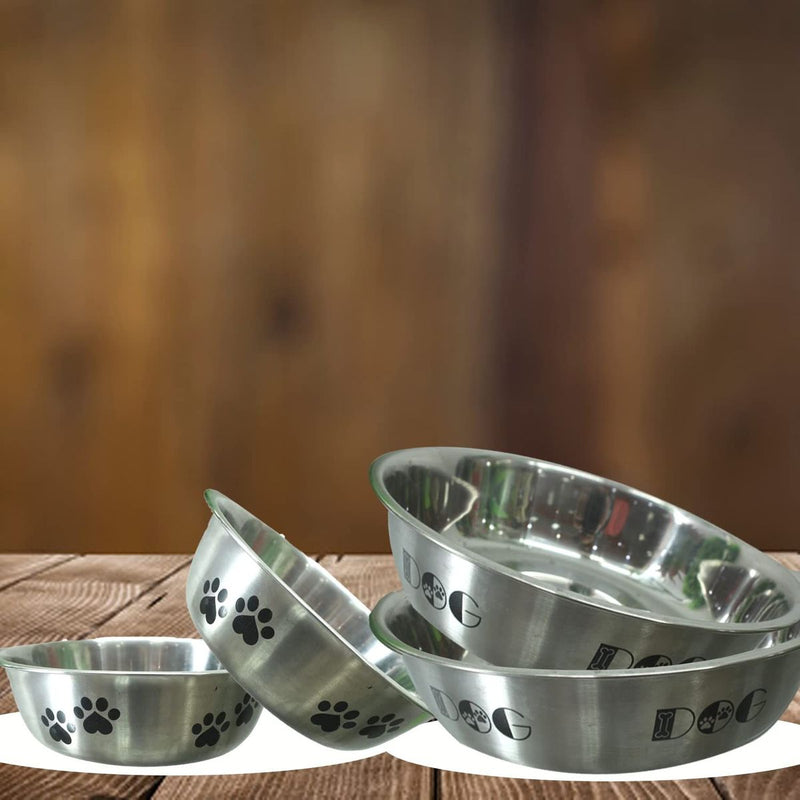 Emily Pets Dog Bowl Stainless Steel Anti Skid Dog Bowl (Medium, Pack of 2)