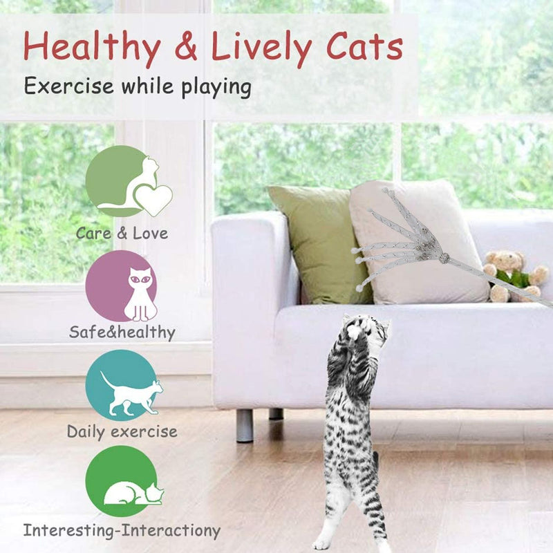 Emily Pets Nylone interactive Cat Stick Toy with Bell, Cat Wand Toy(White)